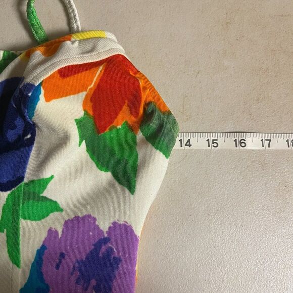 Vintage Multicolor Floral Women's One Piece Swimsuit - Picture 10 of 11
